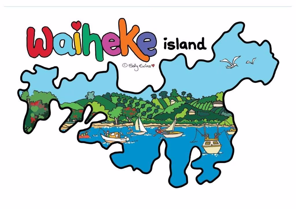 Card: Waiheke Island Multi word above