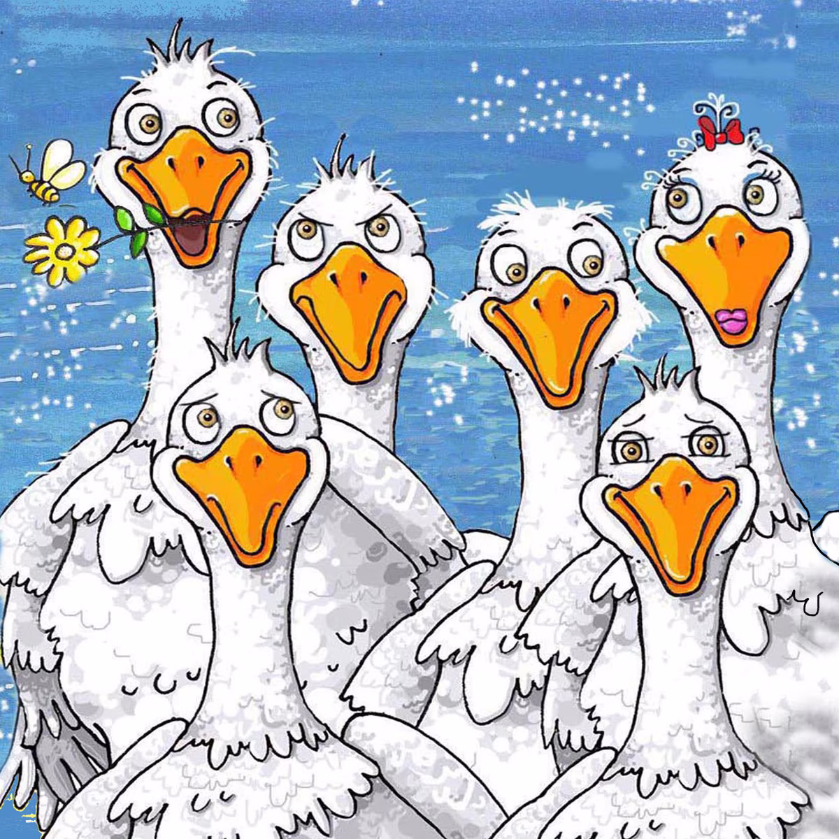 A gaggle of geese from the short-sighted goose