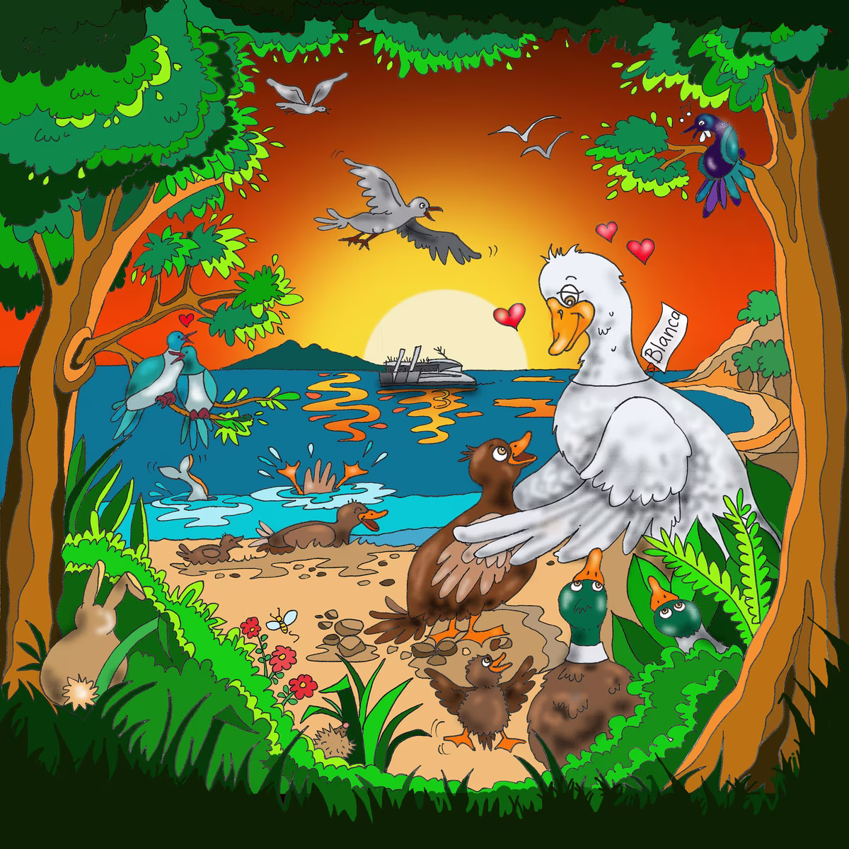 Illustrated forest page from the short-sighted goose